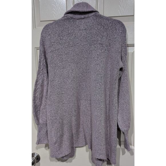 Hinge Purple Marled Knit Open Front Shawl Cardigan w/ Pockets sz M - Picture 4 of 5
